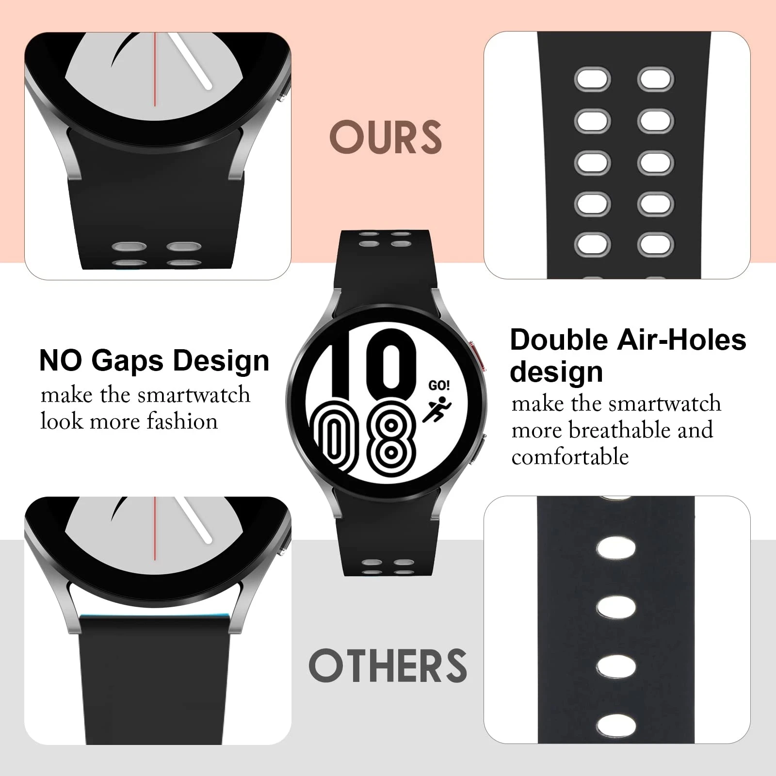 Silicone strap for Samsung Galaxy Watch5 40mm 44mm /Watch5 Pro 45mm strap Correa Bracelet for Galaxy Watch 4 40mm 44mm strap