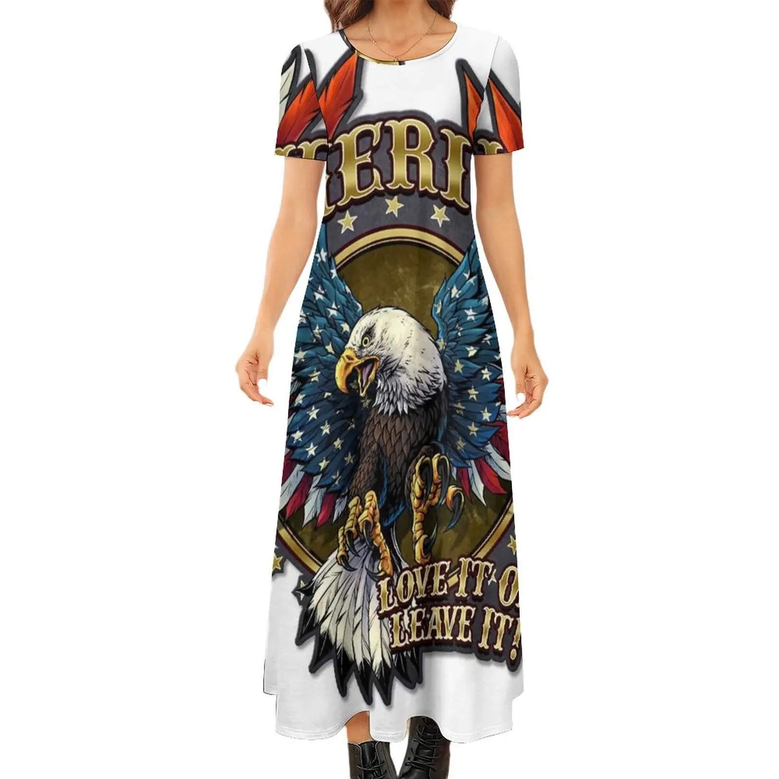 

American Eagle Dress Love It Or Leave It Aesthetic Bohemia Long Dresses Female Cute Maxi Dress Big Size 6XL 7XL