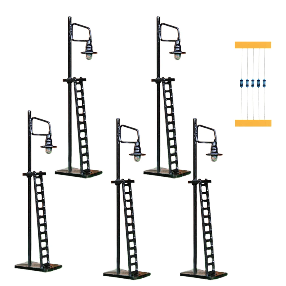 

5Pcs N Gauge Yard Lights Model Lamp Posts Scenery Lamps + Free Resistors Warm White LEDs For Rail Building Layout Garden Decor