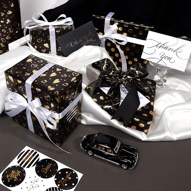 Бумага для упаковки из золотой фольги черная Корона упаковка рождественского