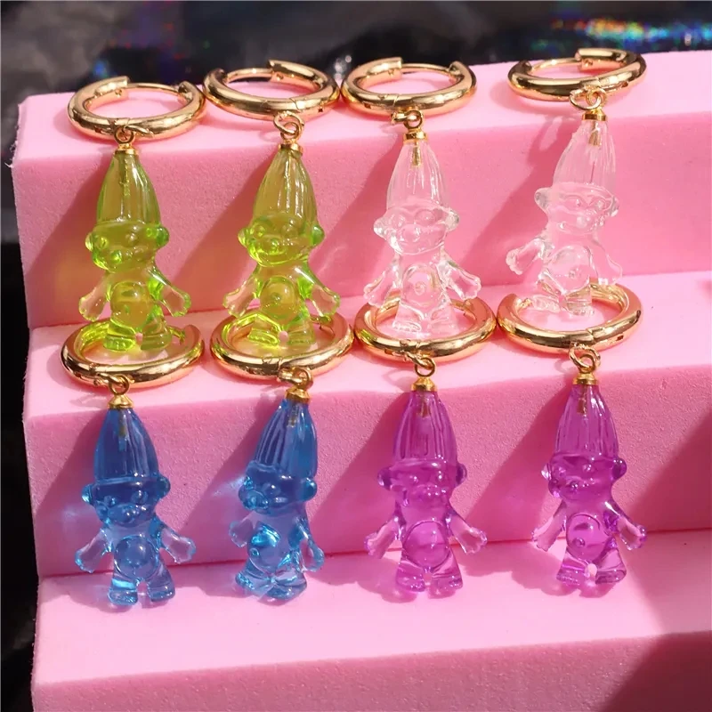 Ful Resin Long Hair Elf Drop Earring Transparent Cute Diy Handmade Pendant Jewelry Gifts For Women Girls