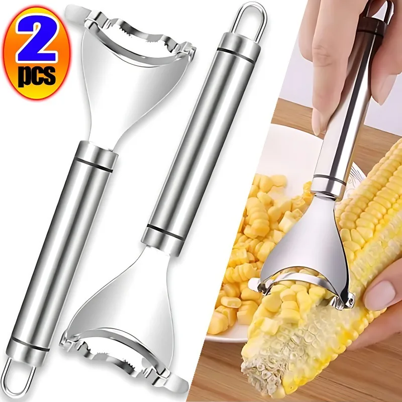 

1/2PCS Stainless Steel Corn Stripper Corns Threshing Corn Thresher Peeler Corn Kerneler Peeler Fruit Vegetable Kitchen Gadgets
