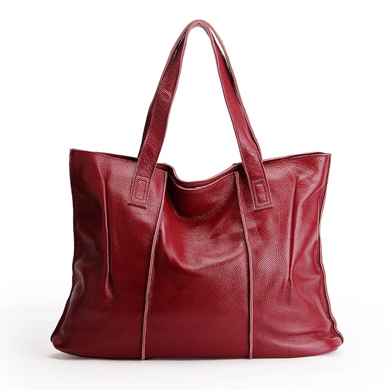 

A4 Large Capacity Apricot Black Red Green Blue Brown Genuine Leather Women Handbag Female Shopping Shoulder Bag Lady M69316