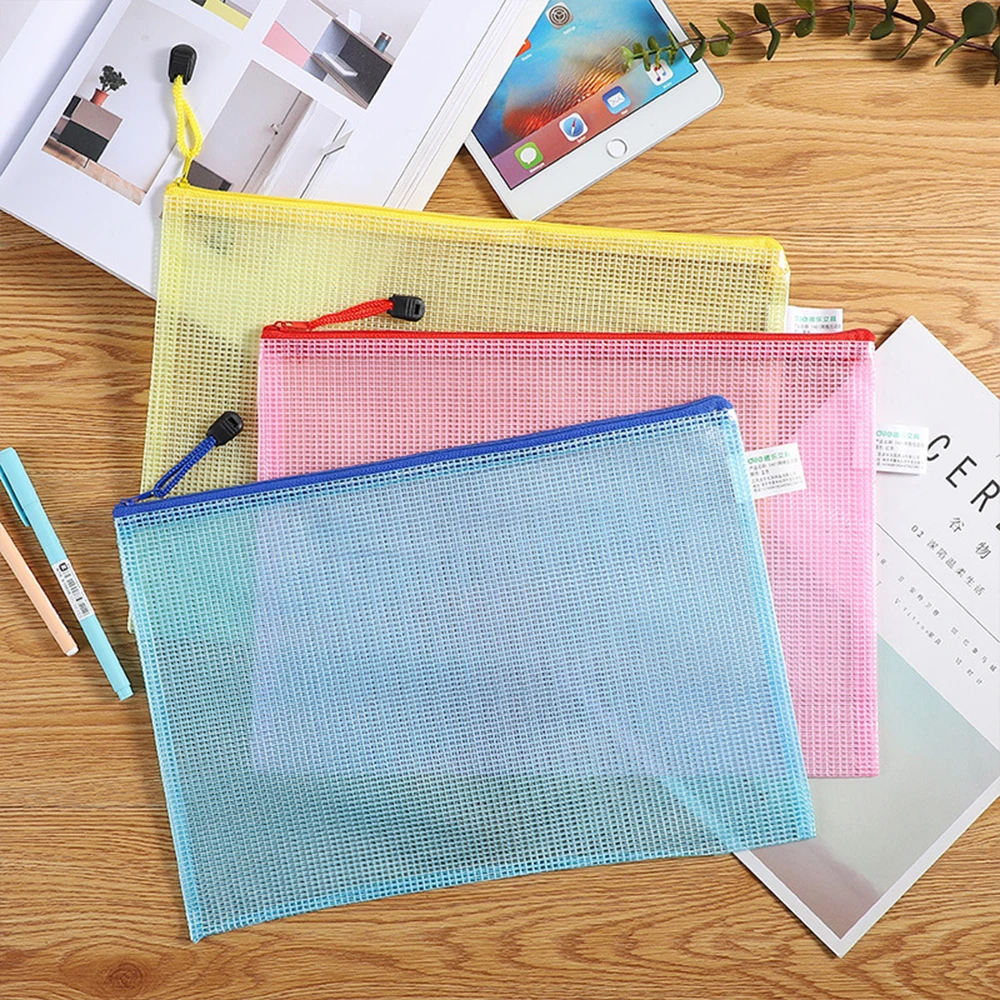 

A4 Transparent Portable File Bag Plastic File Grid Test Paper Multi-Layer Zipper Data Bag Office & School Supplies 30PCS RE