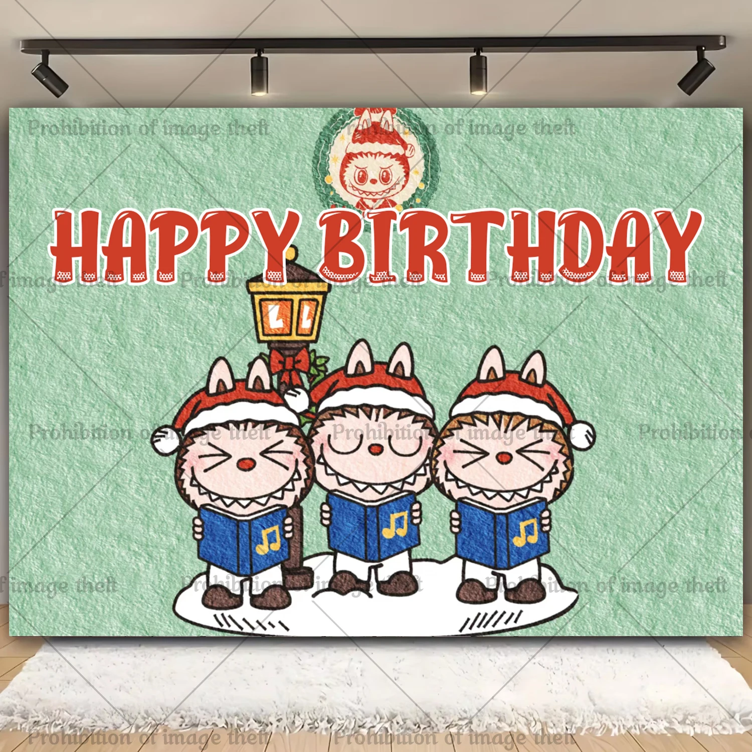 Милый тематический фон L-Labubus для семейных встреч украшение на день рождения