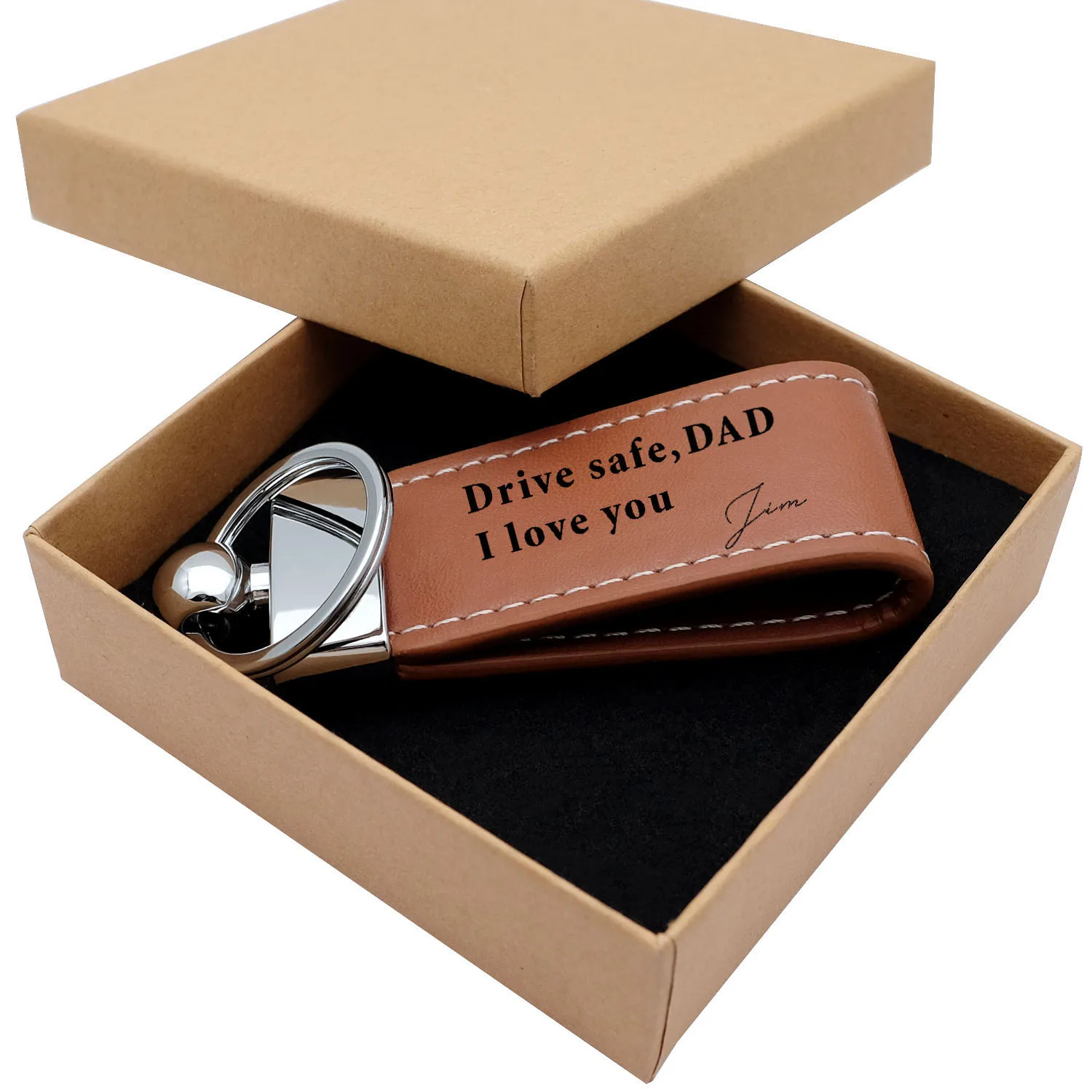 

Custom Keychain Gift Leather Keychain Engraved Text Keychain Leather Keyring Personalized Gift for Men Father's Day Gift