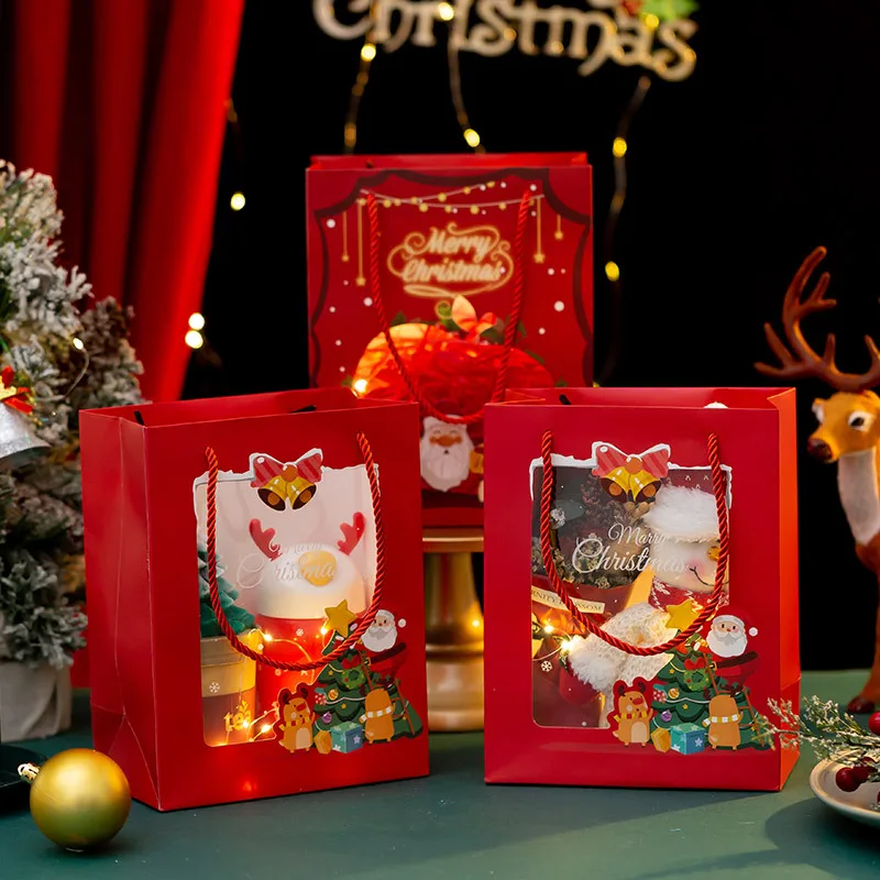 

20pcs Christmas Gift Holders Cartoon Gift Bag Party Supplies Handbags Festive Decoration Storage Bags