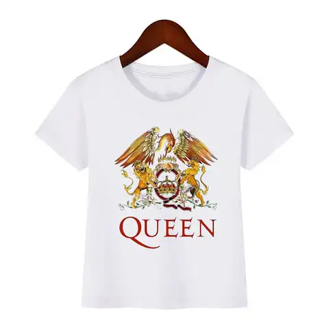 Детская одежда, футболка с принтом рок-группы Queen Freddie Mercury, топы для маленьких мальчиков и девочек, Забавная детская летняя рубашка с коротки...
