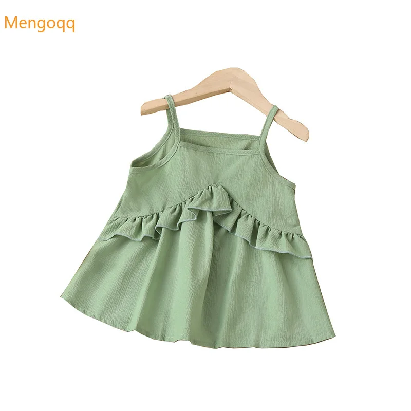 

New Girls Fashion Summer Lotus Leaf Fashionable RUCHED Top Off Shoulder Vest European and American Kids Baby Children Clothing