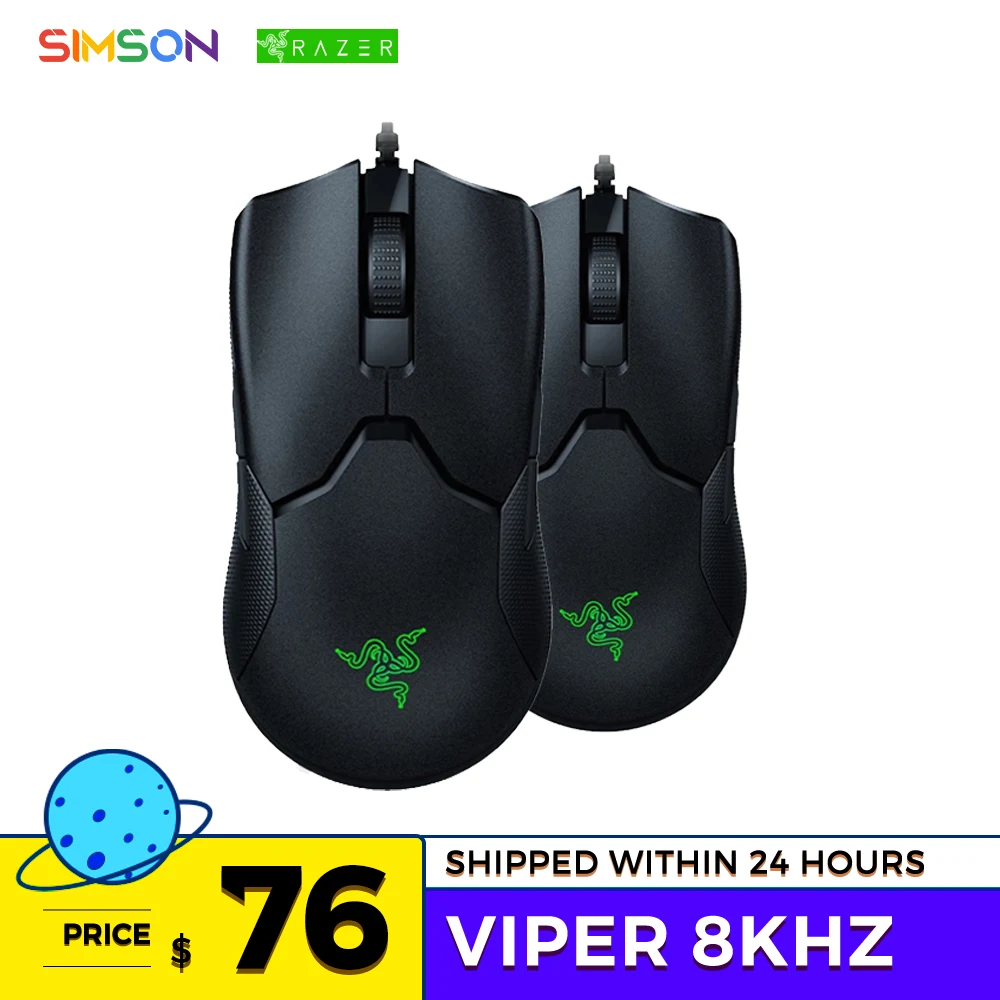 Проводная Ультралегкая игровая мышь Razer Viper 8 кГц игровые переключатели 20KDPI