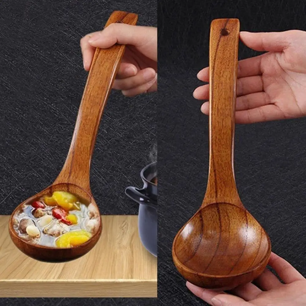 

Cooking 1PC Kitchen Long Handle Wooden Spoon Dessert Rice Soup Spoon Teaspoon Spoons Wood Spoon Kitchen Accessories Home Gadgets