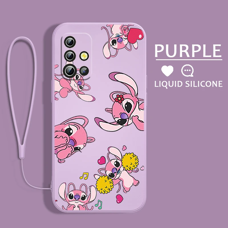 

Disney Stitzer Cute For Samsung A04 S A71 A51 A42 A41 A30 A32 A21S A12 A11 A01 A02 4G 5G Liquid Rope Phone Case