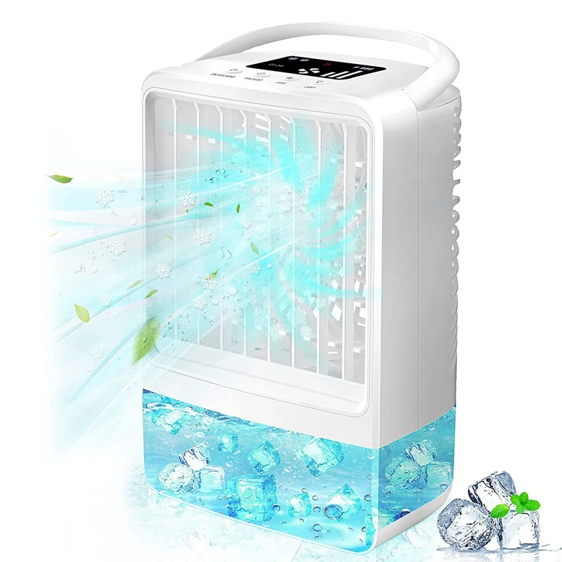 

Air Cooler,Personal Mini Air Cooler With 3 Speeds 2/4H Timing 7 Colors Light,Portable AC Fan For Home Patios