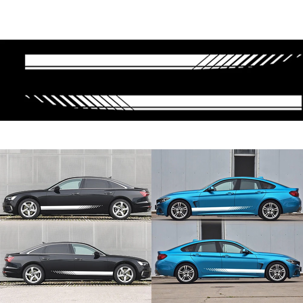 

Car Side Stripe DIY Decals PVC Sticker 190x9cm 2Pcs Car Shape Body Decoration Sticker Door Panel Decor Waterproof Acsessories