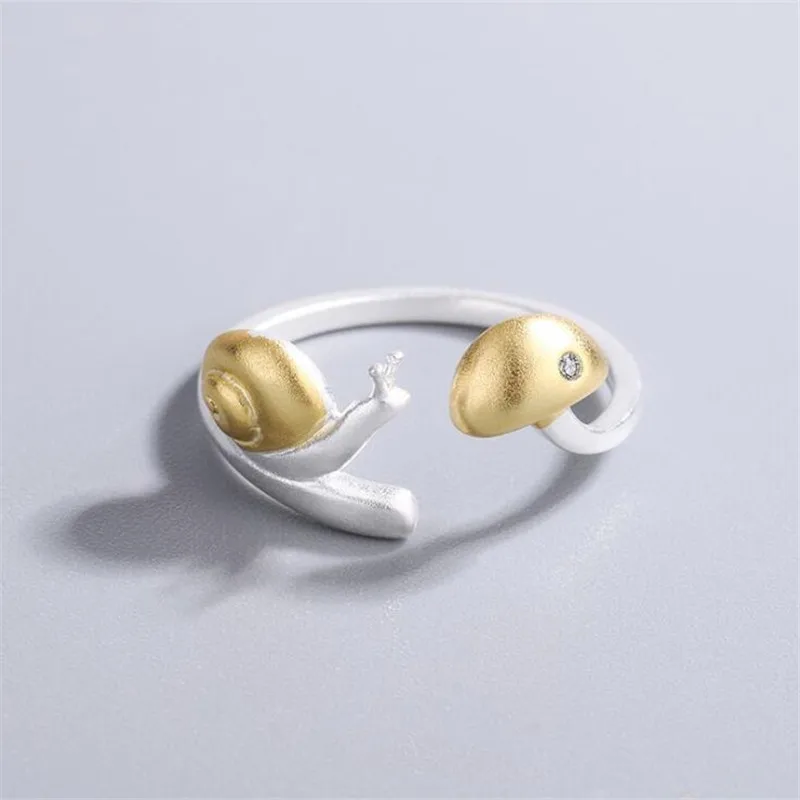 

2022 Trendy New Golden Snail Mushroom Silver Color Open Rings For Women Creative Design Jewelry Fashion Gifts Wholesales Items