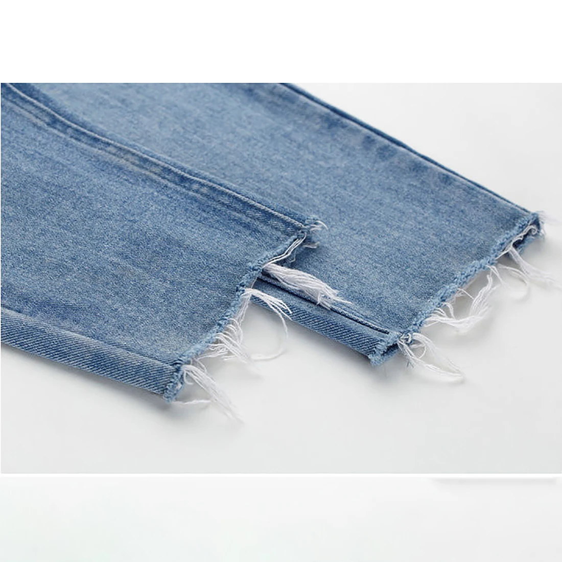 ATSUNNY HIP HOP Fashion Harajuku Jeans Streetwear Vintage Casual Straight Versatile Ripped Casual Pants Raw Edge Straight Pants