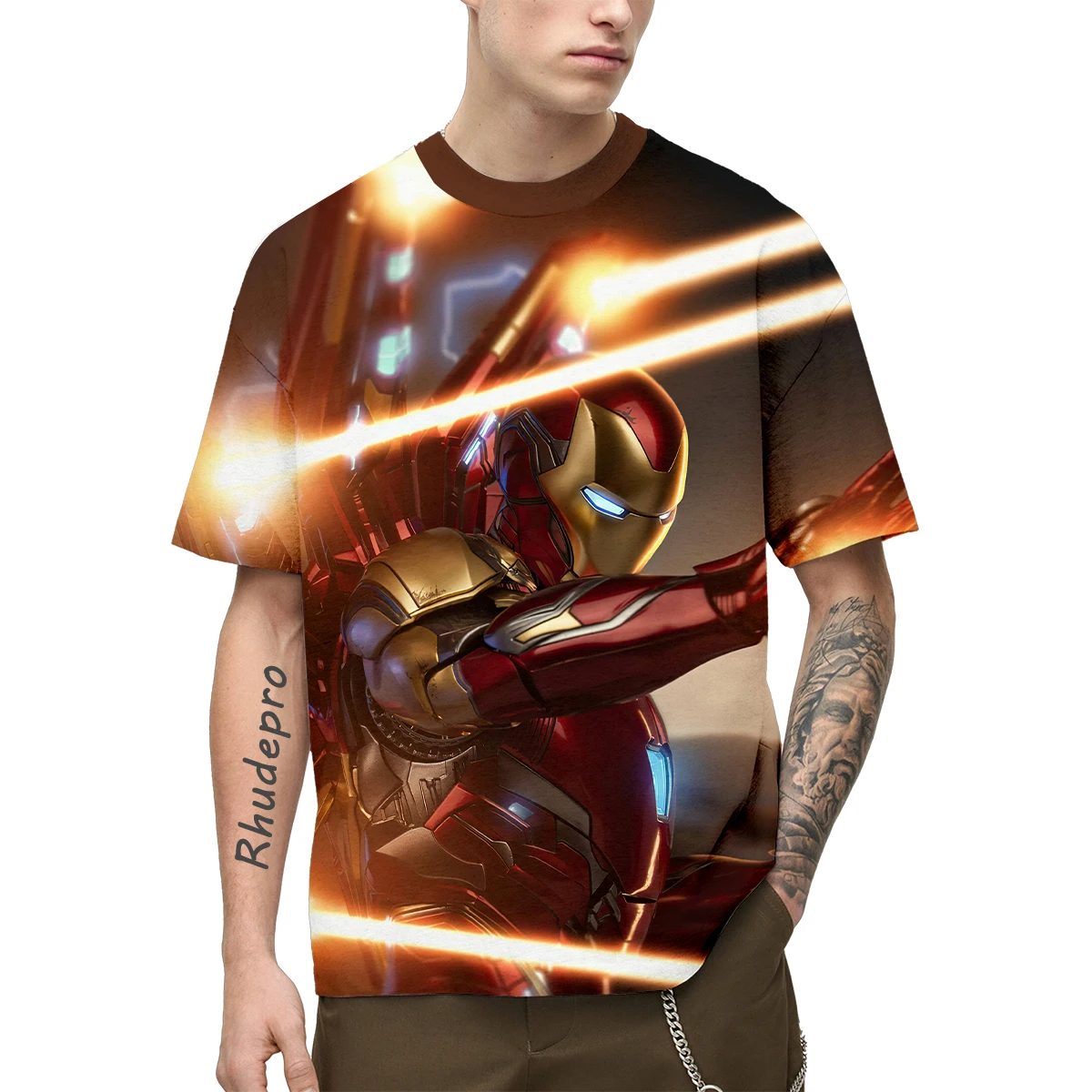 Футболка Miniso с 3D-принтом машина войны Мстителей летняя мужская футболка коротким