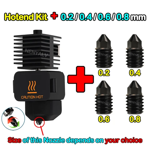 Для Bambu Lab A1 mini Hotend Kit с соплом из закаленной стали 0,2/0,4/0,6/0,8 мм для лаборатории A1 Замените комплект Hotend для комплекта Bambu Hotend