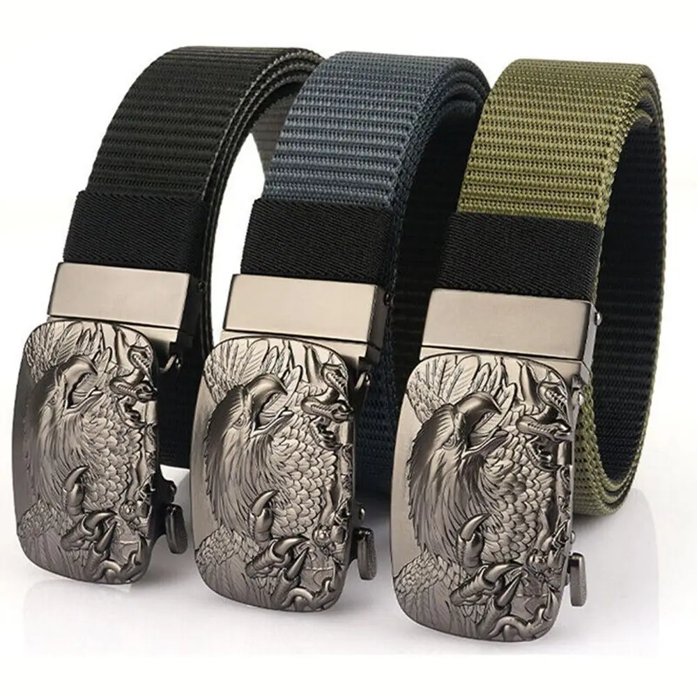 Simple Combat Army Outdoor Sports Men Double Side Automatic Buckle Pants Belt Tactical Belt Quick Release