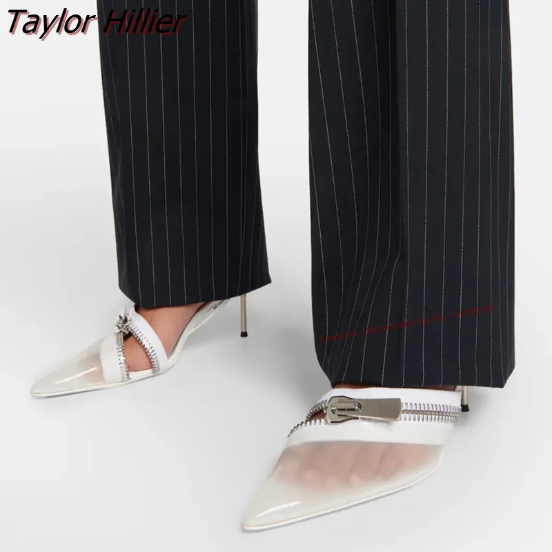 

Туфли-лодочки женские на металлической подошве, Модные дышащие сандалии на шпильке с заостренным носком, с ремешком, роскошная офисная обувь, белые