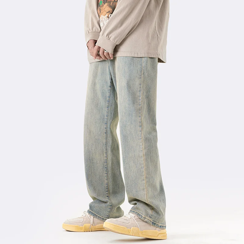 Baggy Jeans Men Fashion Casual Vintage Harajuku Straight Jeans Men Japanese Streetwear Hip-hop Loose Denim Pants Mens Trousers