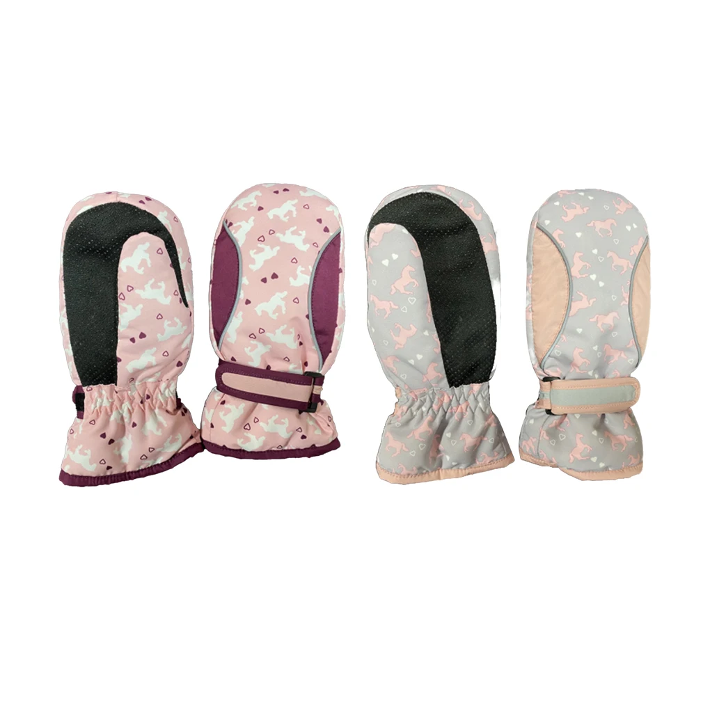 

1 Pair Kids Waterproof Mittens with Hook Sports Gear Children Chic Comfortable Thicken for Cold Weather pink L