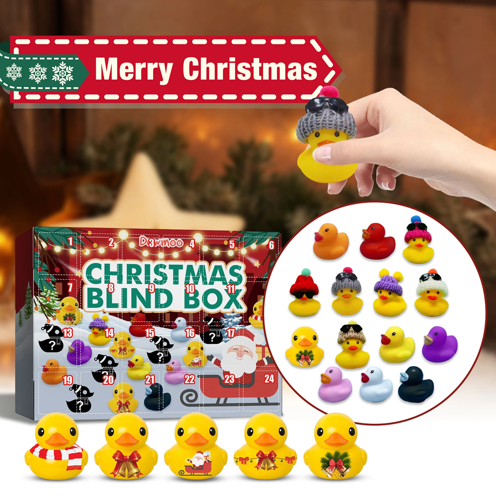 

24 шт. резиновые утки Advent календарь игрушка резиновые утки игрушка для ванной творческие рождественские подарки идеально подходит для декор...