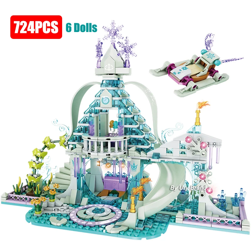 

Friends Series Princess Crystal House Set Ice Snow Magic Castle Figures Carriage Palace DIY Uilding Blocks Toys for Girls Gift