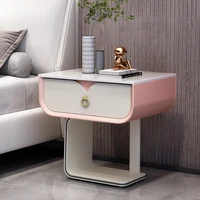 Nightstands Bed End Table Marble Tops with Drawer Side Coffee Table Night Stand Storage Shelf for Bedroom Living Room