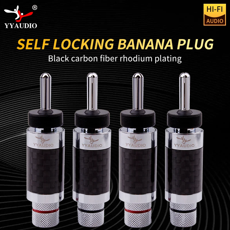 

YYAUDIO 4Pcs Hi-end Self-Locking HiFi Audio Speaker Cable Banana Plug rhodium-plated Carbon Fiber Speaker Banana Plug