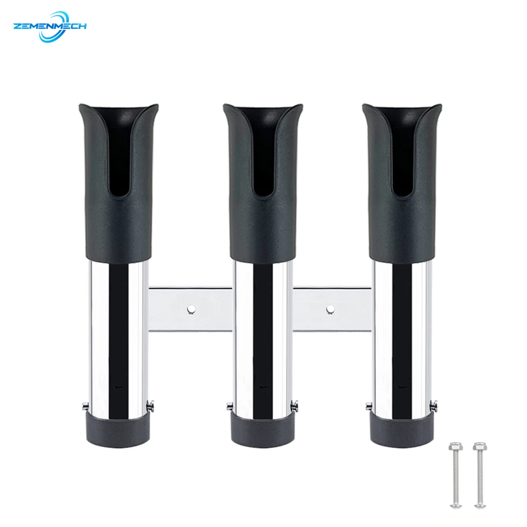 

3 Tube Stainless Steel Fishing Rod Holder With Protect Cap Boat Fishing Rod Rack Holder Portable Pole Tube Mount Bracket Socket
