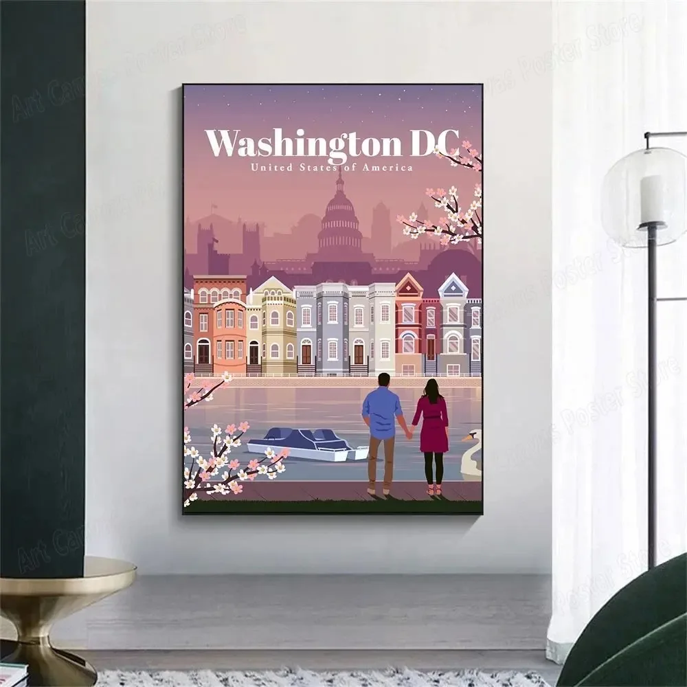 Всемирно Известный Постер С Принтом На Холсте-токио Нью-йорк Бали Сеуль Мадрид