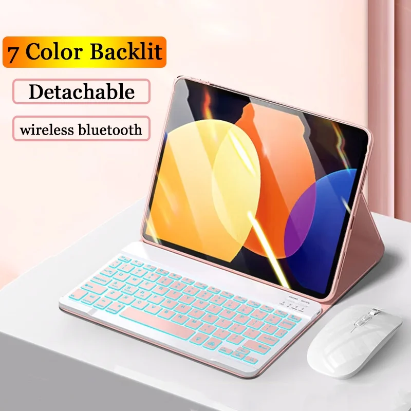 

Backlit Keyboard Mouse Case for Amazon Fire HD 10 Plus 2021 HD10 10.1 inch Slim Flip PU Leather Soft Stand Cover Detachable