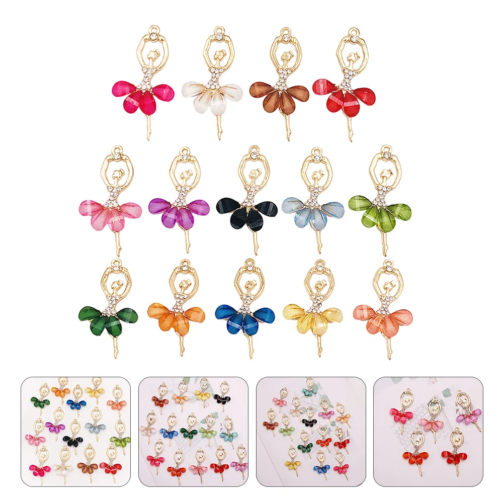 

14pcs Ballet Charms Pendant Rhinestone Ballet Dancer Girl Charms for DIY Bracelet Necklace Jewelry Making Craft Supplies