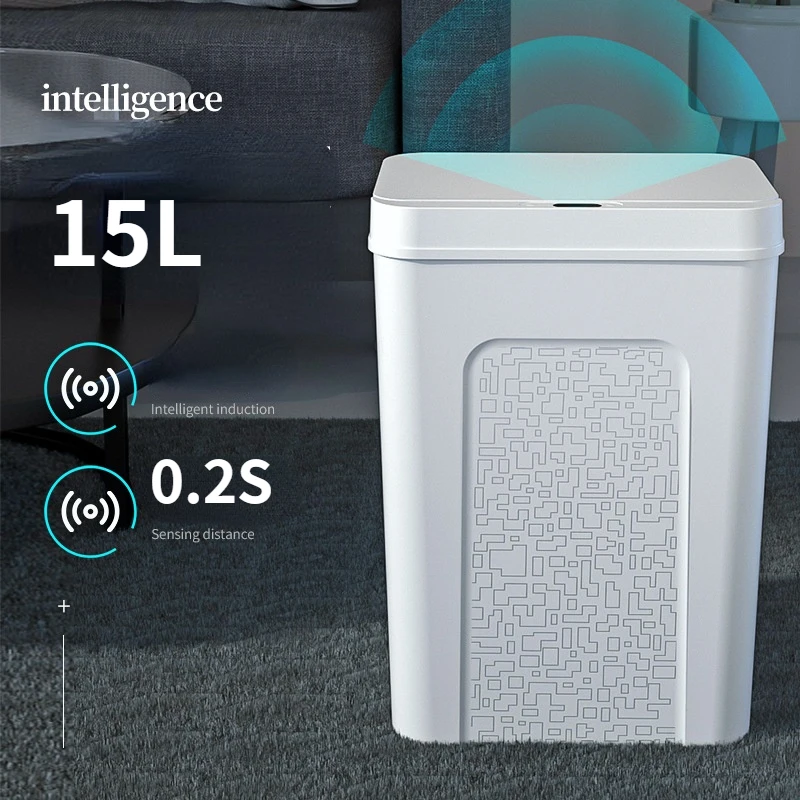 

15L Smart Induction Trash Can Automatic Dustbin Bucket Garbage Bathroom for Kitchen Electric Type Touch Trash Bin Paper Basket