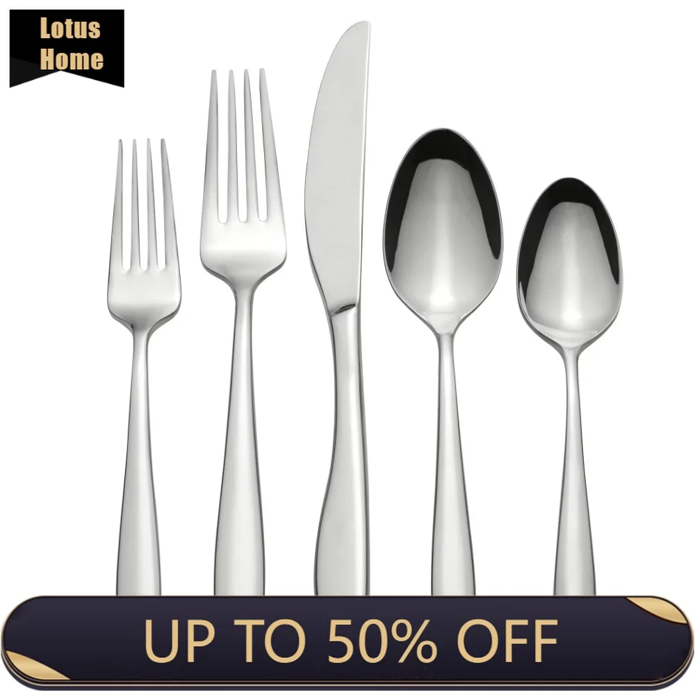 

45-Piece Stainless Steel Silverware Set Service for 8 Kitchenware Cutlery Tableware Spoon Fork Set dinner set
