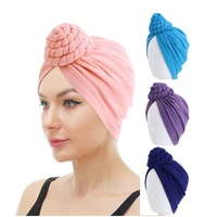 women autumn winter knot bandana turban resuable foldable bonnet hat night cap sleep head cover solid color headwrap headscarf