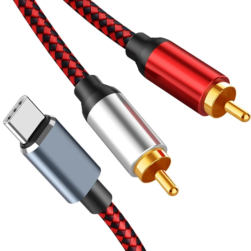 

Аудиокабель с USB C на 2 RCA, аудиокабель со штекером Type-C на 2 RCA, для Xiaomi, Huawei, планшетов, динамиков, усилителей ТВ