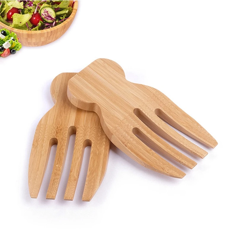 Bamboo Salad Hands Natural Rice Spoon Non-Stick Soup Unpainted Wooden Stirring Fork Utensils Durable