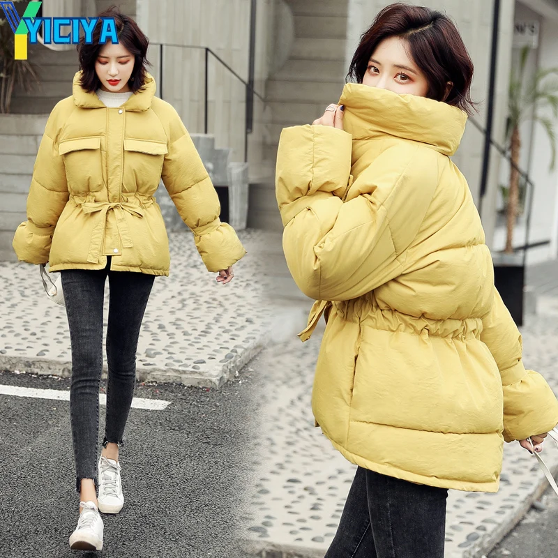 YICIYA Coats Woman Winter 2023 Long Sleeve Solid Color Cotton-padded Warm Loose Streetwear Jacket Women Parkas Fashion Outwear