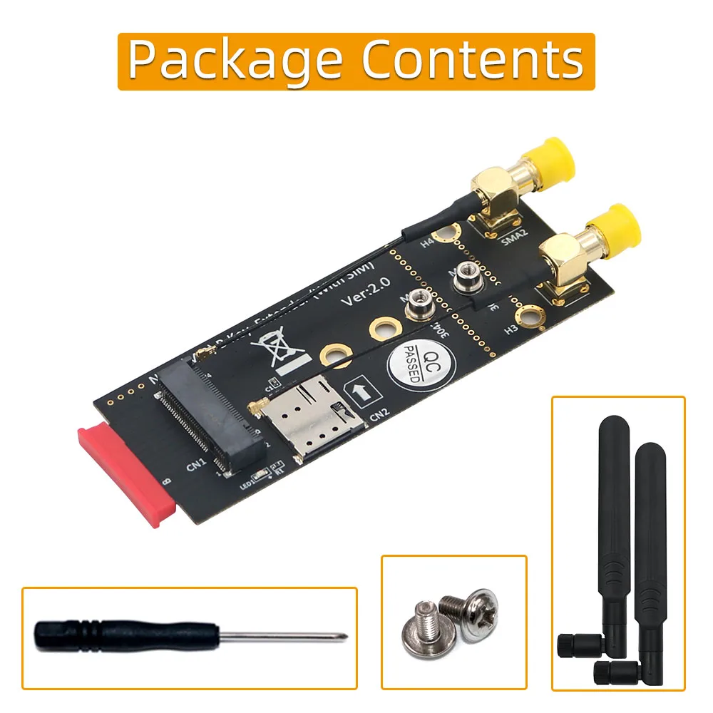 

M.2(NGFF) Key B Adapter With SIM card and and Antenna for 3G-4G-5G Module