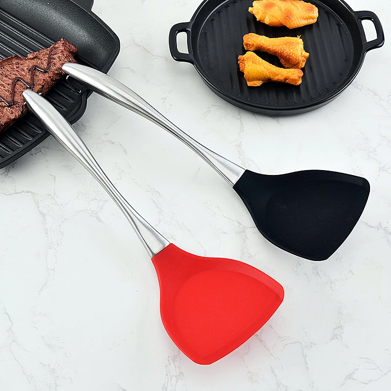 

Anti-Scald Silicone Long Handle Spatula Dipping Handing Hole Design Red Black Household Cooking Tools Kitchen Utensils