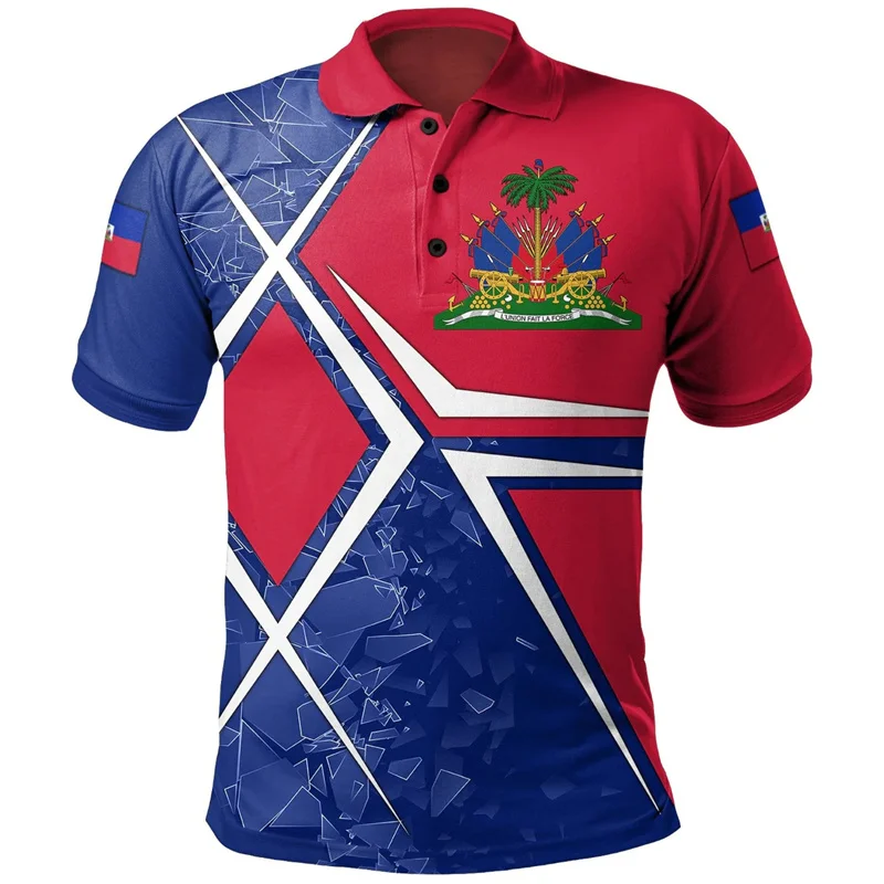 Рубашки-поло с 3D принтом для мужчин рубашка-поло национальным флагом Гаити новые