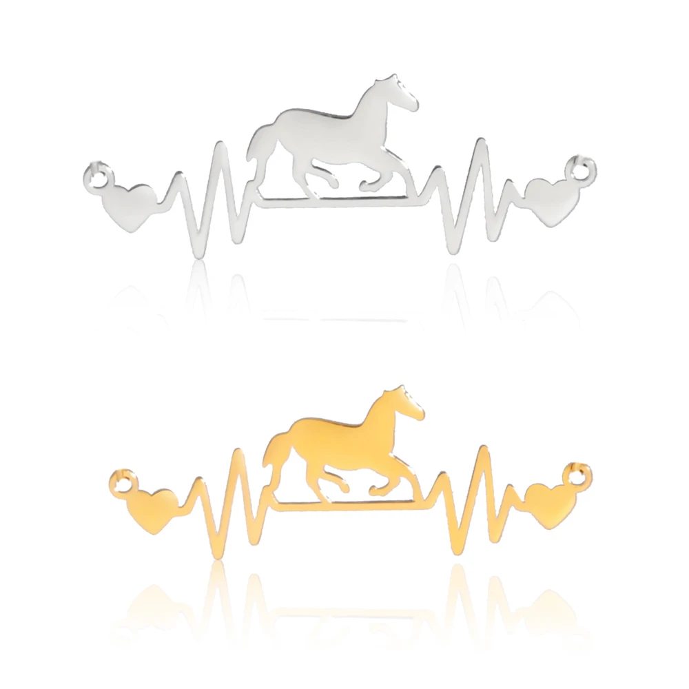 

5pcs/Lot Stainless Steel Horse Animals Charms For Jewelry Making Wholesale Cardiogram Pendants Diy Handmdae Necklace Accessories