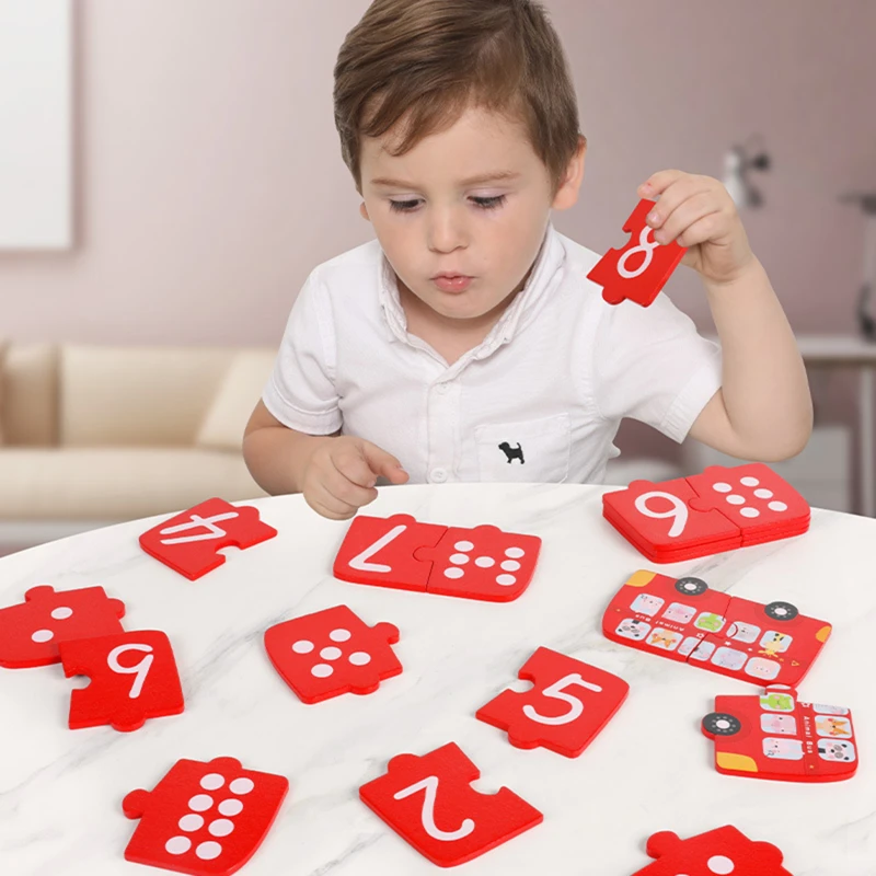 Baby Montessori Toys Jigsaw Number Animal Early Educational Math Toys Logical Thinking Digital Hand Grasp Matching Board Puzzle