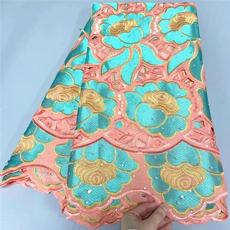 

Швейцарская Кружевная Ткань 5 ярдов, новейшая Тяжелая вышивка бисером, африканские хлопковые ткани, швейцарская вуаль, кружево, популярный Дубайский стиль 3L100905