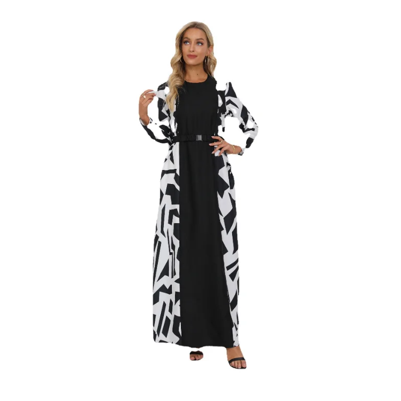 Muslim Dress Robe Femme Musulmane 2022 New Splicing Printing Elegant  Fashion Abayas for Women Vestidos Arabes Dubai Y Turcos