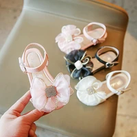 children rhinestone fashion girls sweet bow korean style sandals for party wedding shoes 2022 summer kids open toe solid shoes