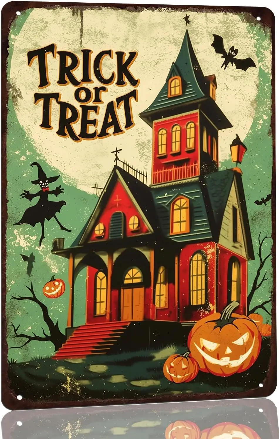 Vntge Trck или Tret Metl Tn Sgn Добро пожаловать - Spooky House Hlloween Wll rt Декор для дома Крыльцо Офис