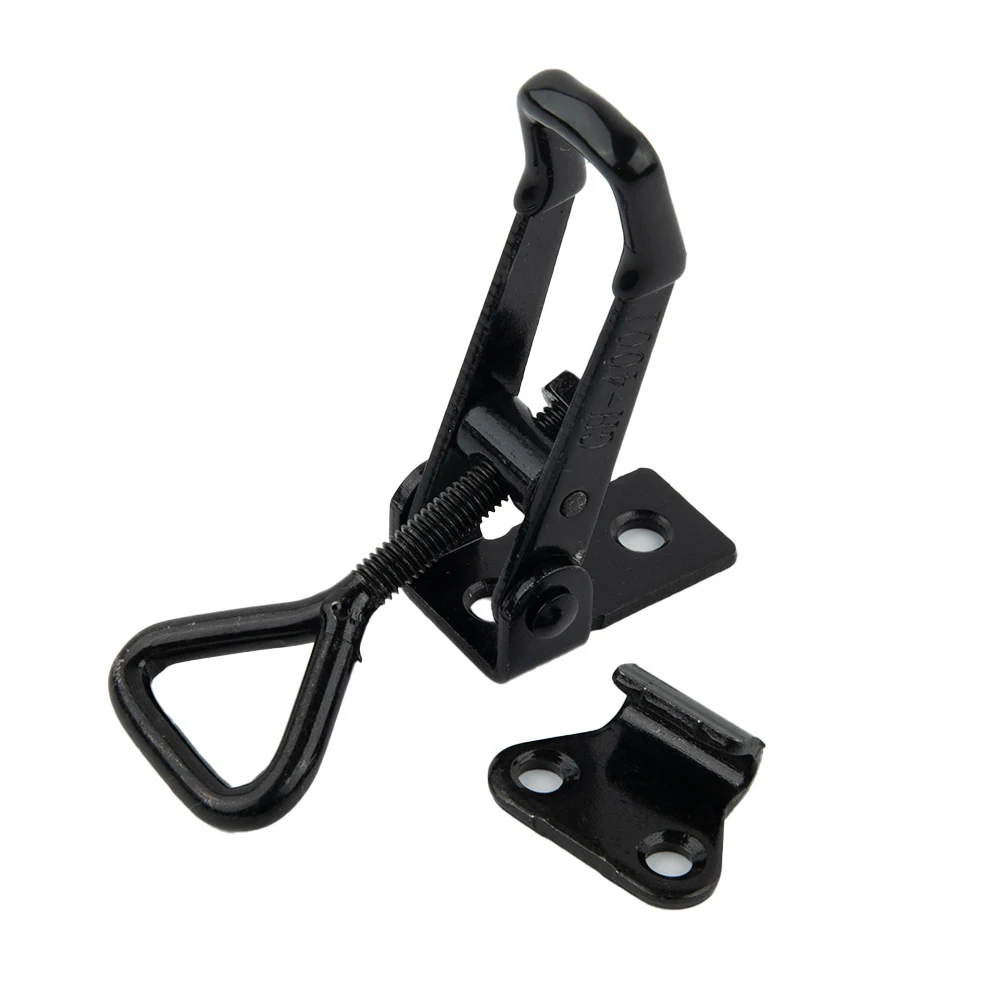 

90x27mm Lockers Toggle Clamp Steel Hasp 220lbs Adjustable Black Plated Catch Clip High Carbon Steel Quick Fixture